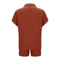 thumbnail image 4 of Luvrsol Two Piece Sets for Women Solid Short Sleeve Turndown Collar Pocket Shorts Casual Set, Size S-2XL, 4 of 5