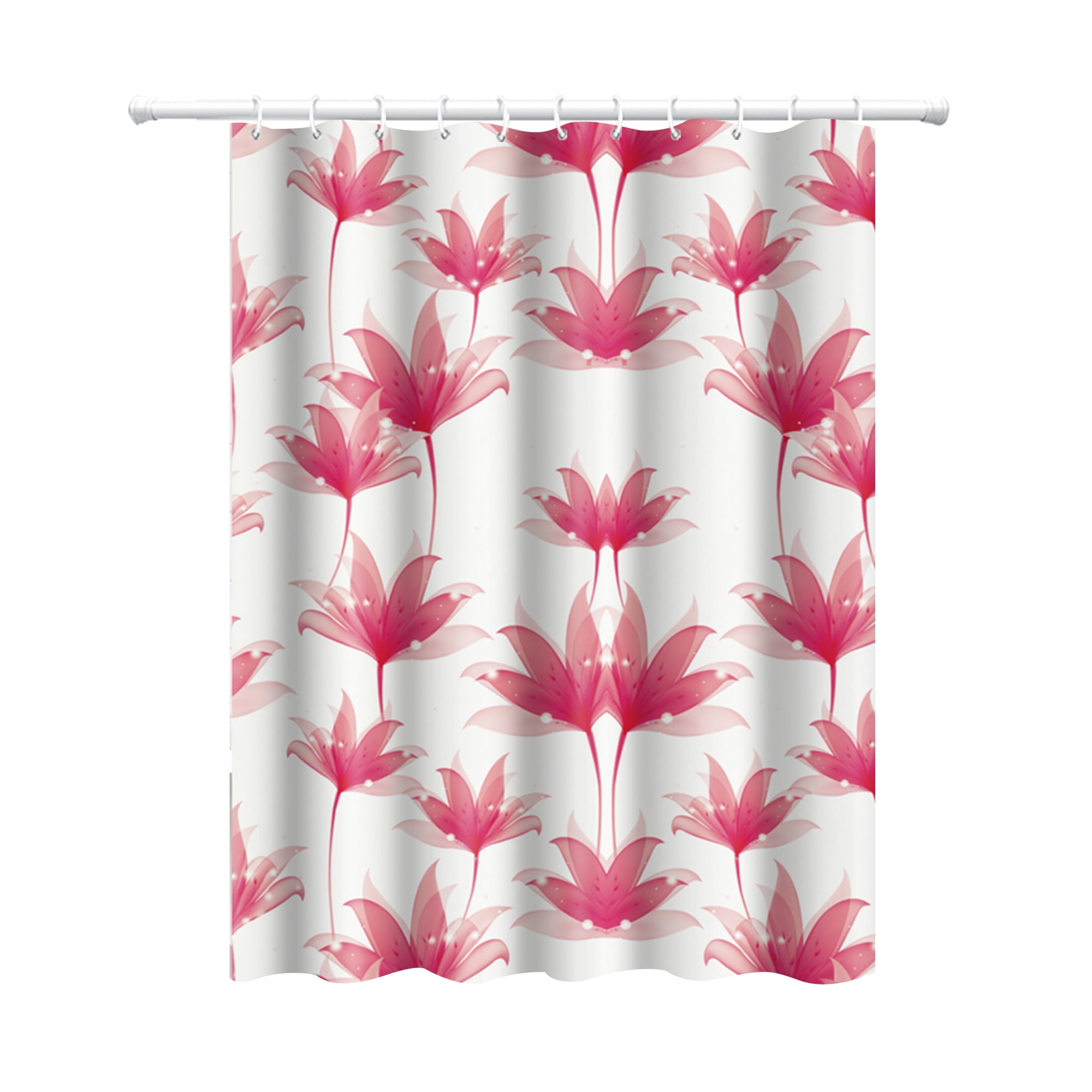 JUPA Place PEVA Plastic Blooming Pink Floral Tropical Summer Shower