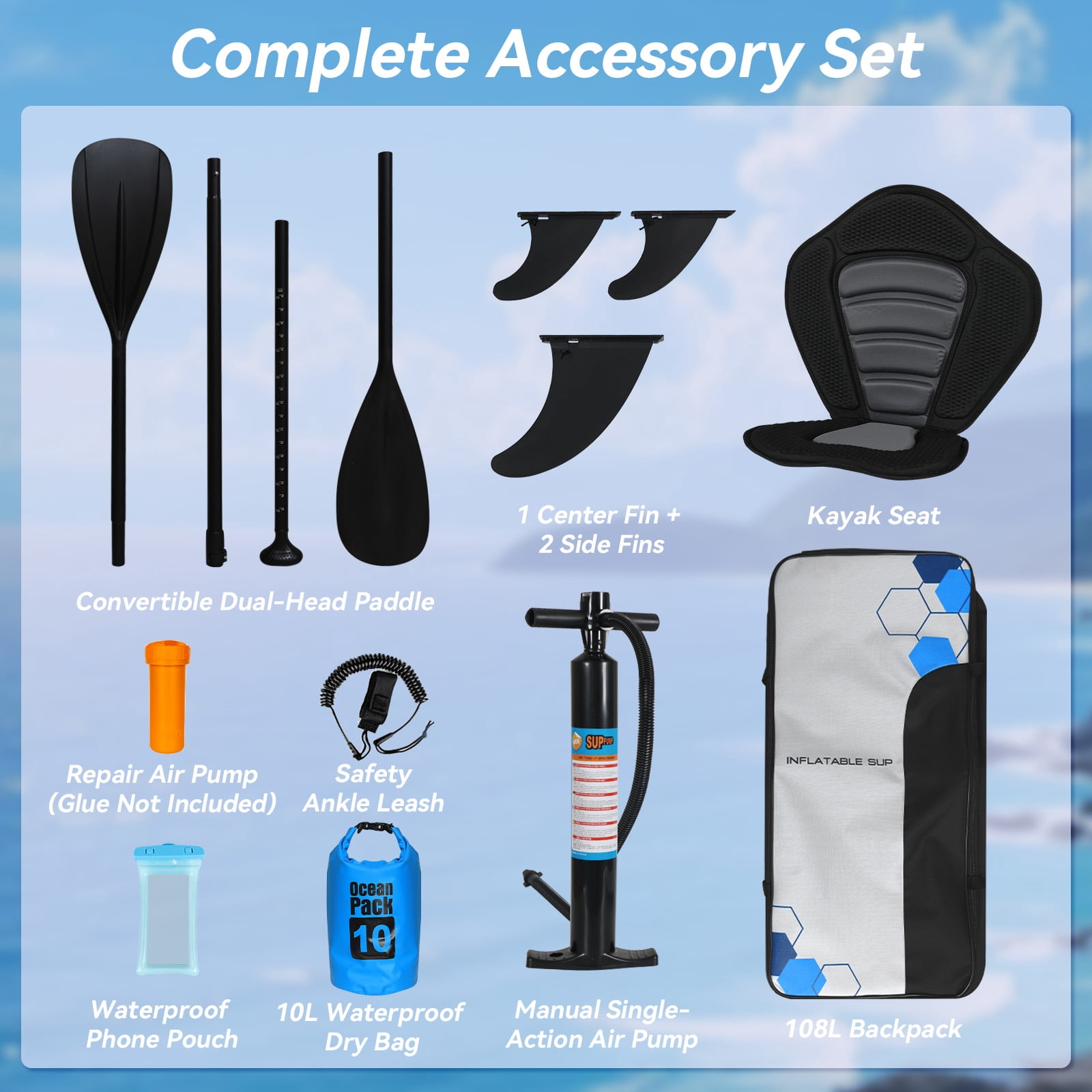 ELECWISH Inflatable Stand up Paddle Boards 11 ft with Premium SUP Paddle Board Accessories, Wide Stable Design, Non-Slip Comfort Deck for Youth & Adults