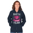 thumbnail image 5 of Faith Over Fear Breast Cancer Ribbon Zip Hoodie Sweatshirt Women Brisco Brands L, 5 of 6