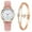 Pink, variant on Smart Watches - Women's Classic Quartz Watch With Luminous Dial, Frosted Leather Strap, Retro Small Round Women's Watch With Bracelet