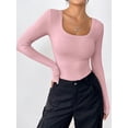 thumbnail image 6 of Zeagoo Long Sleeve Top Dress Shirt Fitted Square Neck Rib Knit T Shirts Casual Basic Soft Undershirt Clothes, 6 of 6