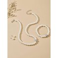 thumbnail image 5 of EOEMY 3Pcs Faux Pearl & Rhinestone Embellished Necklace, Earrings And Bracelet Set For-Default, 5 of 6