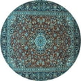 thumbnail image 1 of Ahgly Company Indoor Round Medallion Light Blue Traditional Area Rugs, 5' Round, 1 of 4
