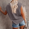 thumbnail image 5 of Jzuxvd Women's Casual Cap Sleeve V Neck T Shirts Basic Summer Tops Loose Solid Color Blouse Brown L, 5 of 7