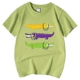 thumbnail image 5 of T-shirts Filles Été Décontracté Imprimé Alligators Col Rond Manches Courtes Hauts Filles Vert Clair 10-11 Ans, 5 of 5