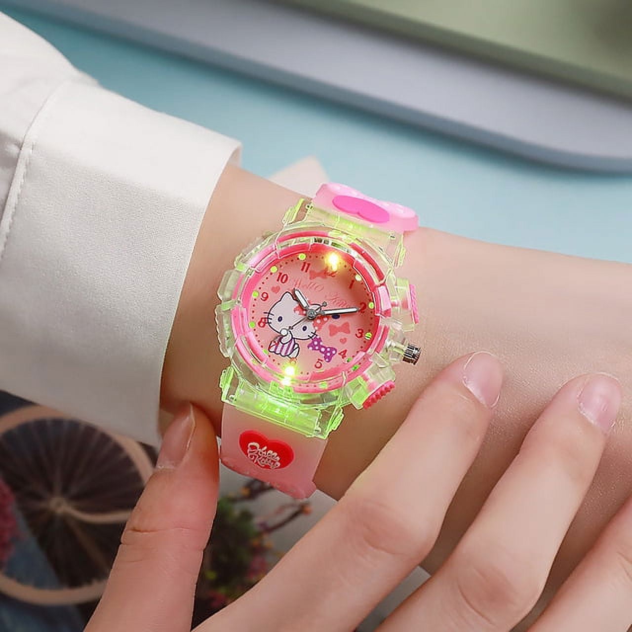 Sanrio Watch Kawaii Melody Cinnamoroll Children LED Luminous Watch Kuromi Hello Kitty Student Wrist Watch Kids Birthday Gift Toy