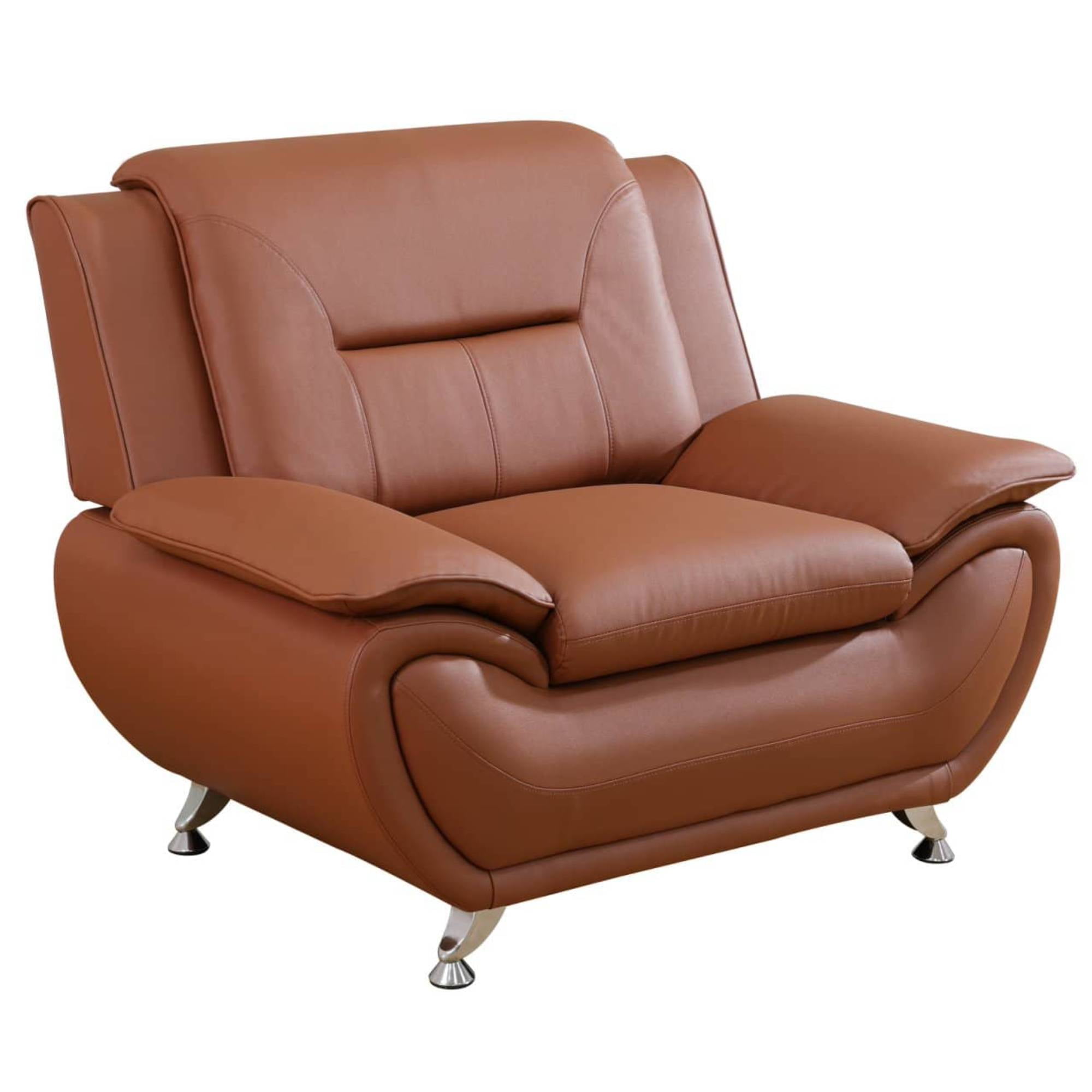 Trumanpick Leather Single Sofa Chair, Modern Comfy Sofa Couch for Living Room, Bedroom, Brown