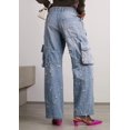 thumbnail image 2 of Niche Design Jeans Light Blue Workwear Women's Destroyed Design High Waist Loose Ripped Trousers, 2 of 4