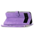 thumbnail image 6 of SaniMore Case for Google Pixel 8A 2023, PU Leather Zipper Wallet Detachable Lanyard Retro Embossed Flower Crad Slots Flip Kickstand Full Body Protective Drop-proof Case for Google Pixel 8A, Purple, 6 of 6