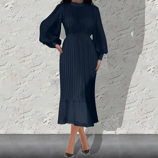 Gspmoly Robes pour Femmes, Robe Satinée Haut de Gamme à Manches Longues et Coupe Ample pour Femmes, Robe de Soirée Élégante et Élégante pour Femmes, Robes Formelles pour Femmes jusqu'à 65 % de Rabais