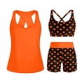thumbnail image 3 of qolati 3 Piece Tankini Swimsuits for Women Sporty Swimsuit with Boyshorts Athletic Bathing Suits Full Coverage Modest Swimwear Plus Size Bikini Sets Orange L, 3 of 7