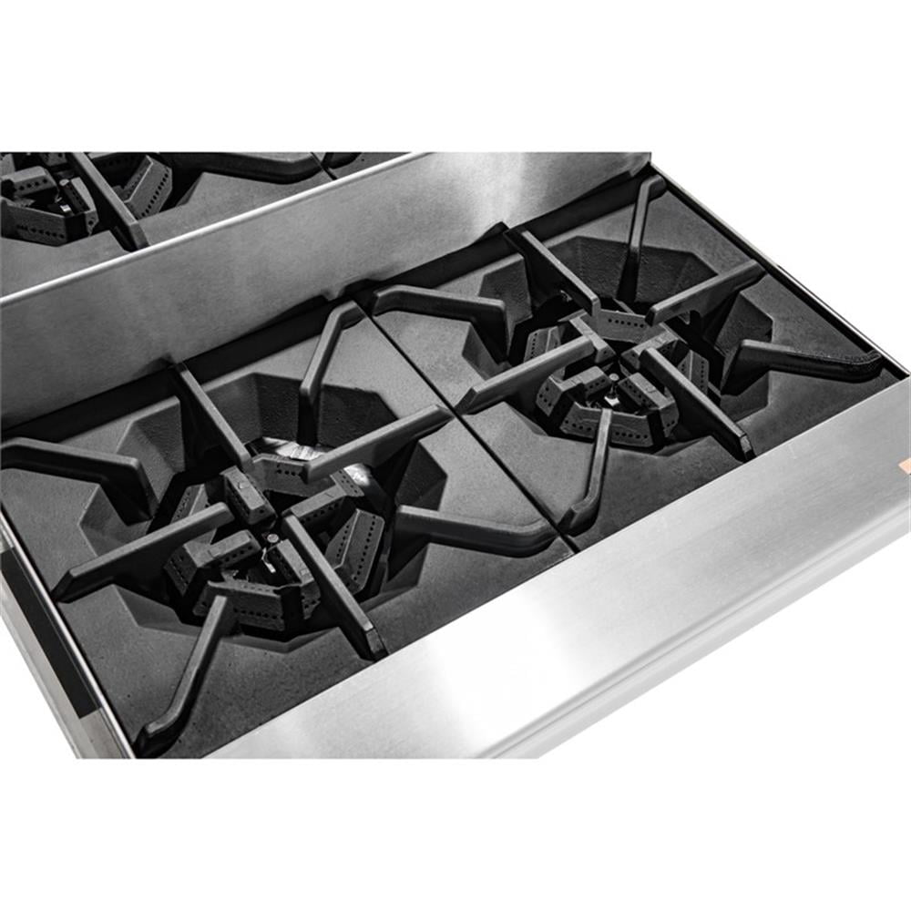 Pemberly Row Steel 24" Commercial Four-Burner Step Up Range 104000 BTUs