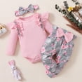 thumbnail image 5 of Gaexia Girls Summer Clothes,Winter Clothes For Girls 24 Months,Baby Girls Ribbed Long Sleeve Bodysuit Ruffle Floral Print Headband Outfit Toddler Photo Set, 5 of 9