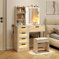 thumbnail image 5 of Infans Modern Vanity Desk w/ Sliding Mirror & Lights Stool 5 Drawers Hooks Open Storage, 5 of 7