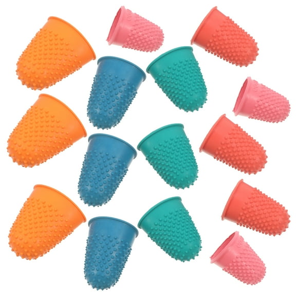 BESTOYARD Hot Glue Finger Protectors Rubber Thumb Thimble Assorted Color 15Pcs