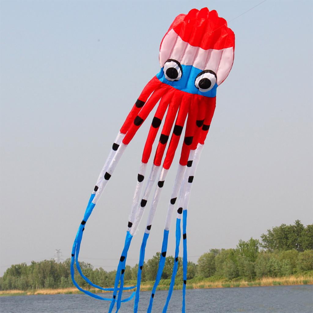 DimyFew 3D Soft Octopus Kite Animal Outdoor Windsock Soft Kite Easy To Fly Children Toys Red