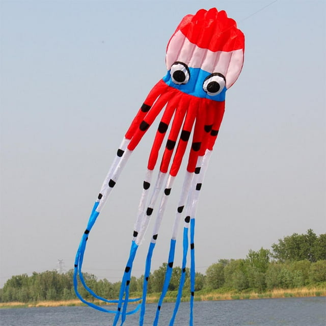 Gran de Pulpo Sola Línea, Cola Larga para Niños, Adultos, Parque rojo shamjiam Cometa de pulpo grande