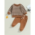 thumbnail image 2 of GXFC Toddler Boys Fall Outfits 6M 1T 2T 3T 4T Children Boys Long Sleeve Striped Sweatshirt and Elastic Long Pants Casual 2  Piece Autumn Set Clothes for Kids Boys, 2 of 9