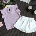 thumbnail image 4 of NAISIBABY Girl's Outfits 2-Piece, Sleeveless Pearl Tops and Ruffles Shorts Summer Fashion Sets Clothes Pink 4-5T, 4 of 4