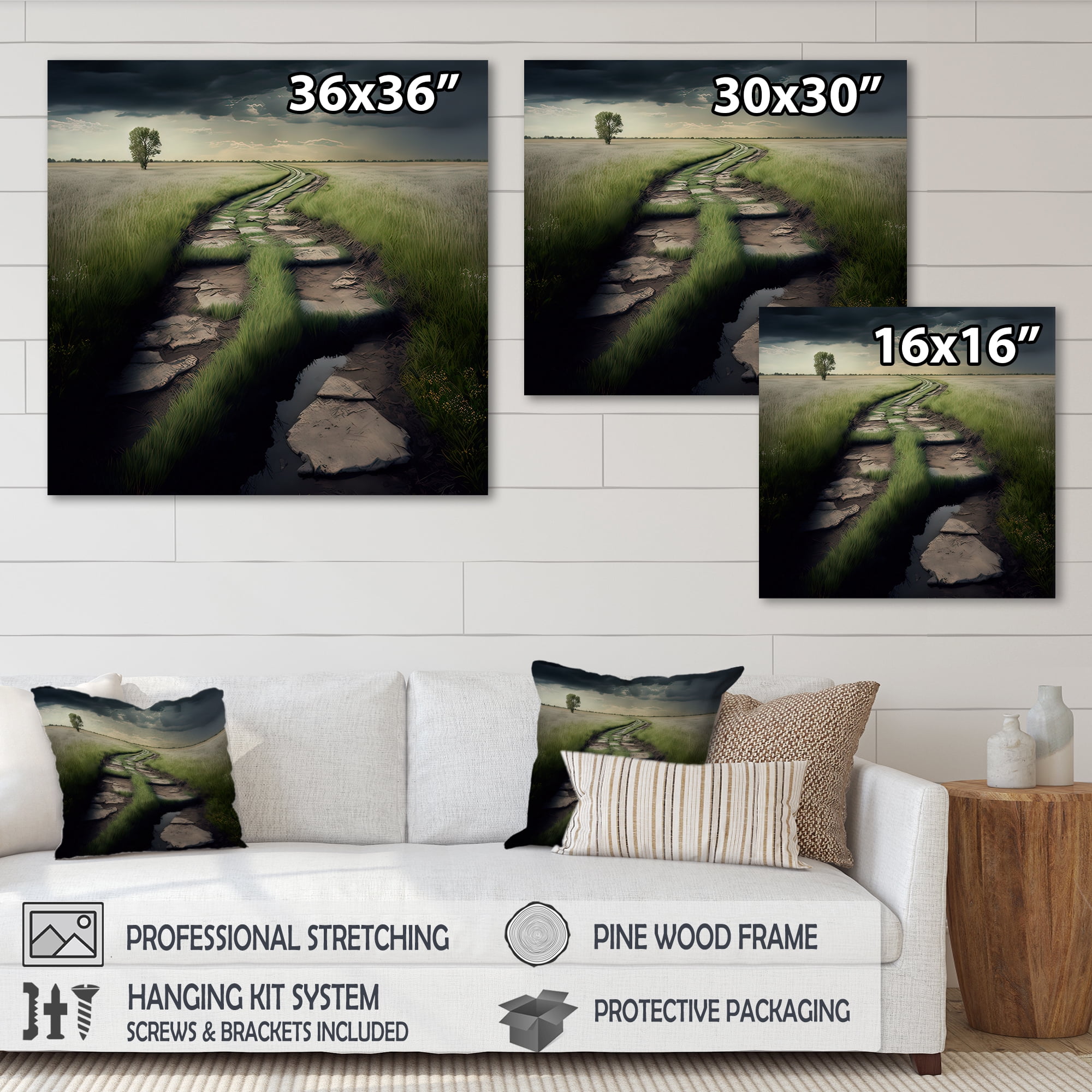 Designart Path In The Middle Of A Field I Canvas Wall Art