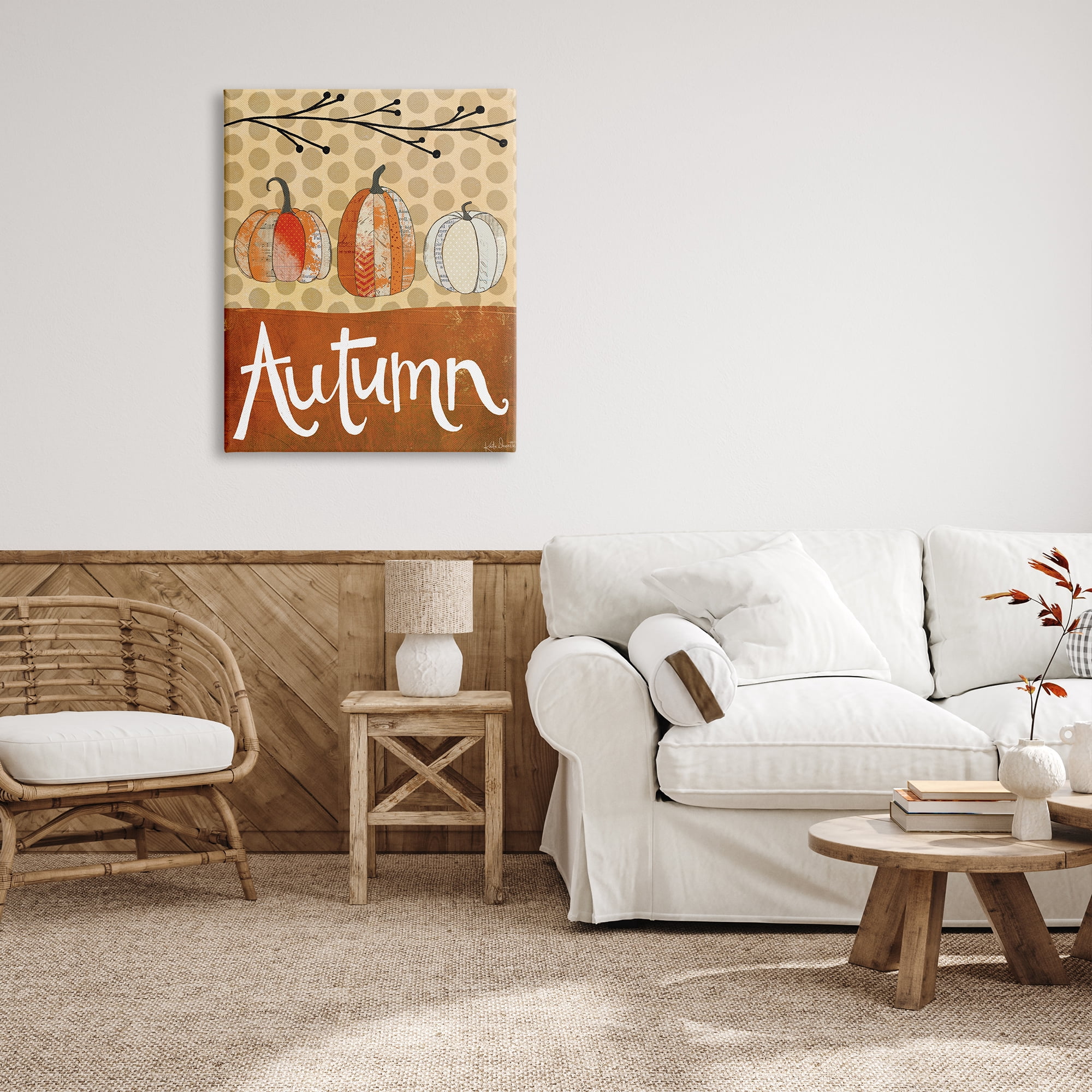 Stupell Indtries Traditional Autumn Pumpkin Illtration Abstract Pattern Gourds,30 x 40,Design by Katie Doucette