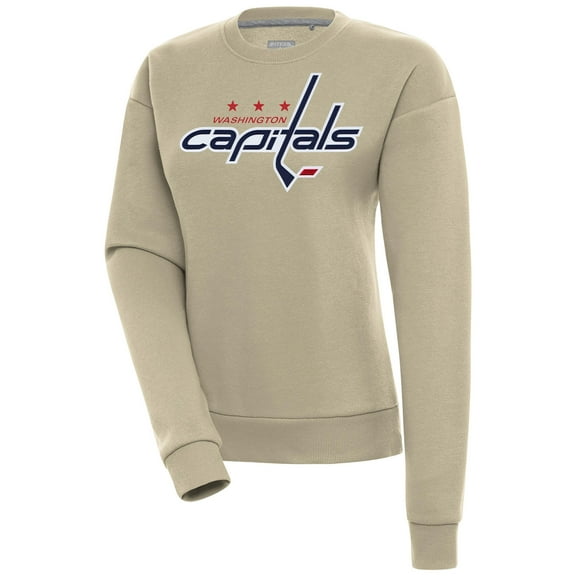Women's Antigua Khaki Washington Capitals Victory Pullover Sweatshirt