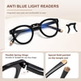 thumbnail image 3 of Gafas de lectura EASY READ, retro, redondas, azul, bloque de luz +1,75, 3 of 6