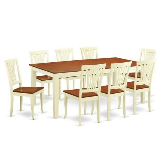 Dinette Set with 8 Dining Table & 8 Chairs, Buttermilk & Cherry - 9 Piece