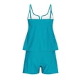 thumbnail image 5 of ZHOGXU Women's Tankini Swimsuit Sleeveless Solid Color Top And Bottoms Comfortable Stylish Two Piece Swimwear For Beach Pool,Blue,L, 5 of 6