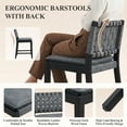 thumbnail image 3 of Guyou 26" Rattan Bar Stools Set of 2, Farmhouse Woven Wooden Counter Height Stools with Footrest, Leather Upholstered Bar Chairs for Kitchen Island, Pub & Bar, Black, 3 of 10