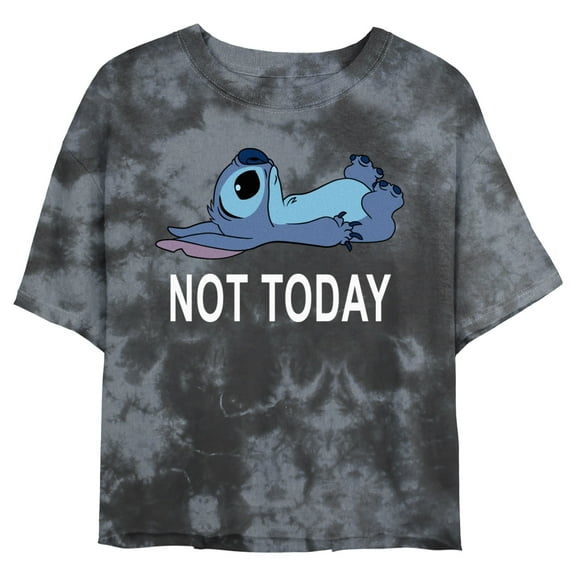Junior's Lilo & Stitch Not Today Graphic Crop T-Shirt Black/Charcoal Medium