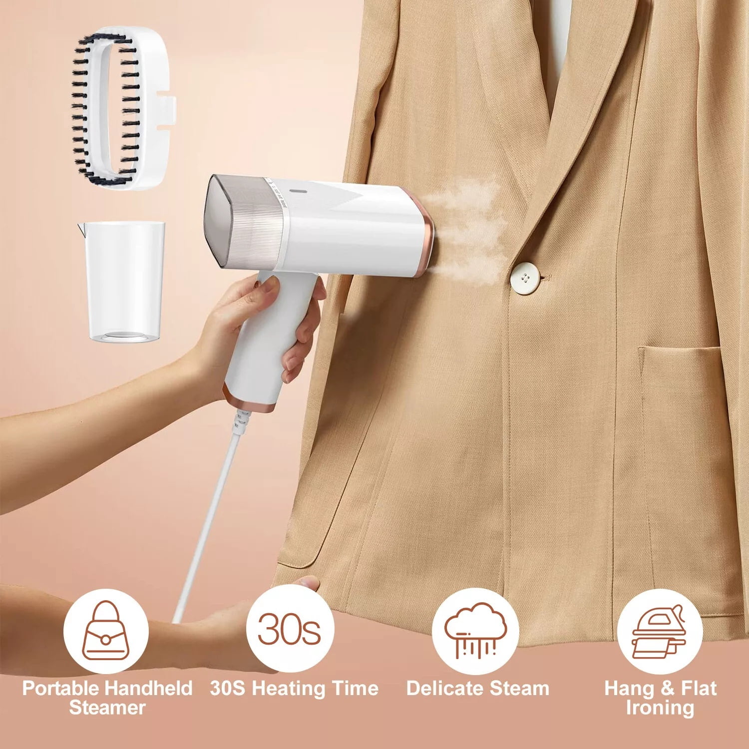 Portable Handheld Garment Steamer 1000W, Foldable Clothing Wrinkles Remover with 120ML Water Tank, 20s Fast Heat-up, Mini Steam Iron with Horizontal & Vertical Steaming for Travel Home Office