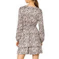 thumbnail image 4 of Allegra K Women's Leopard Long Sleeve Smock Layered Ruffle Hem Dress, 4 of 7
