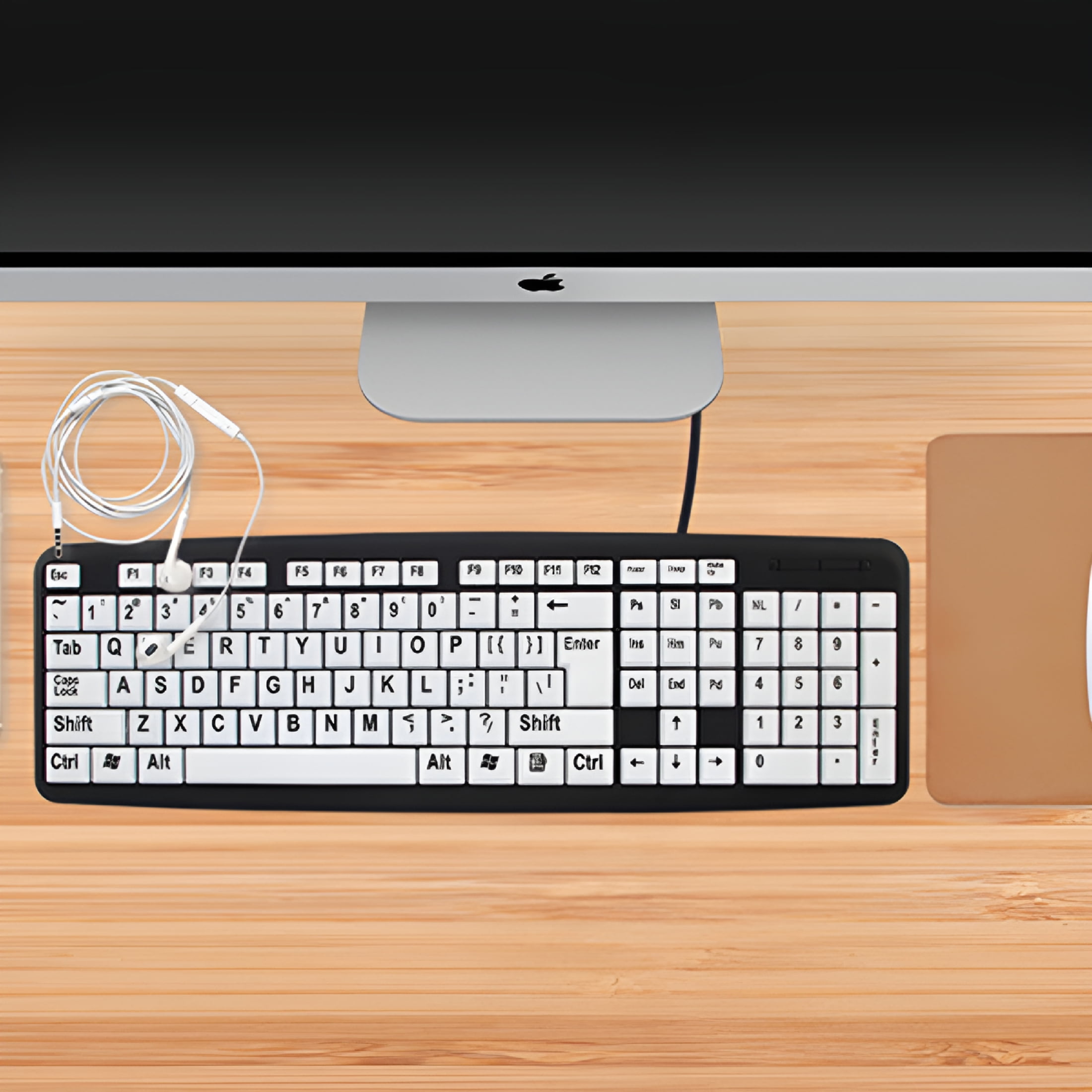 GJX 2026 New Large Print Keyboard for Seniors&Visually Impaired-Usb Wired 107-Key Ergonomic Keyboard with Spill-Resistant Design | 440X140Mm Abs Plastic Keyboard