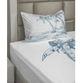 thumbnail image 2 of Ambesonne Tropical Fitted & Top Sheet Set with Sham, Palm Trees at Beach, Blue White, 2 of 4
