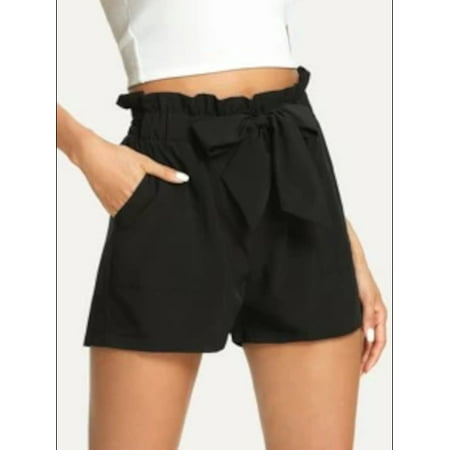 RILEY&RAE Womens Black Belted Paper-bag Shorts XXS | Walmart (US)