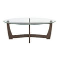 thumbnail image 5 of Hassch Modern Farmhouse Oval Coffee Table, 48" Tempered Glass Top with Solid Wood Base, Accent Center Table for Living Room, Cherry Finish, 5 of 7