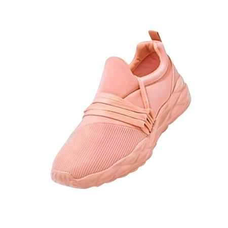 

Lyinloo New Lace-up Soft-soled Running Shoes Breathable Mesh Casual Women s Shoes Pink 35