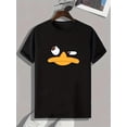 thumbnail image 2 of Camiseta gráfica de verano para hombre: camiseta de manga corta con cuello redondo de algodón negro con estampado de cara de pato, lavable a máquina, tejido de 180-1,0 g/m². Camiseta para adultos, hom, 2 of 6