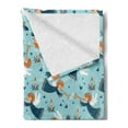 thumbnail image 2 of Angel Soft Flannel Fleece Throw Blanket, Wing Girl with Trumpet in Sky with Candles Mother Nature Fairy, Cozy Plush for Indoor and Outdoor Use, 50" x 70", Pale Blue Orange, by Ambesonne, 2 of 5