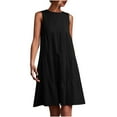 thumbnail image 2 of TIHLMK Robes pour Femmes Été Mode Vacances Été Couleur Unie Col Rond Sans Manches Fête Plage Robe Ample, 2 of 7