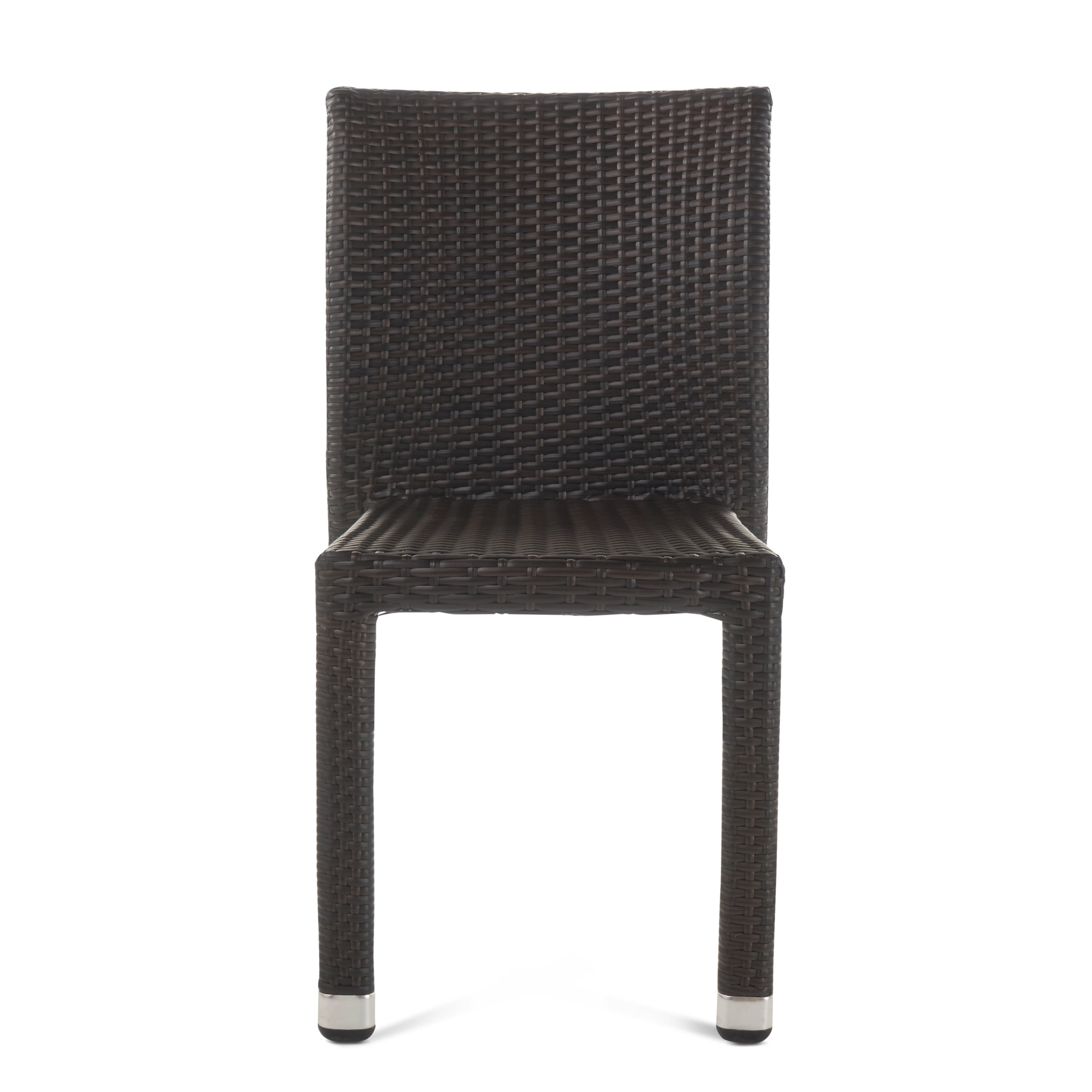 Vera Outdoor Wicker Armless Stack Chairs with an Aluminum Frame, Set of 2, Multibrown