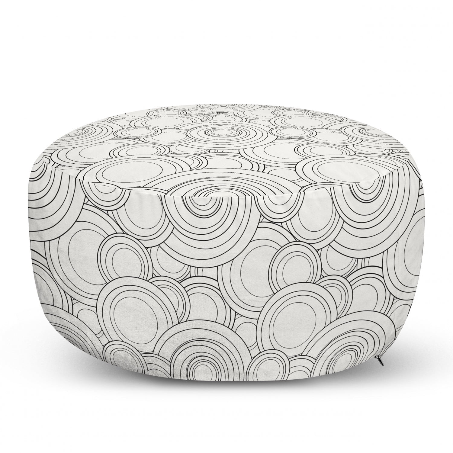 Abstract Pouf Cover with Zipper, Geometric Interlocking Circles Oval ...