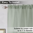 thumbnail image 3 of OVZME Dolly Sage Green Valance Sheer Cafe Curtains 24 Inch Length 2 Pieces,Living Room/Bathroom/Kitchen Curtain Tiers with Rod Pockets Snow Texture Solid Gauzy Small Window Curtains,30W X 24L, 3 of 7