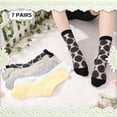 thumbnail image 2 of Bocaoying 7 Pairs Sheer Socks for Women, Nylon Mesh Ankle Fancy Socks with Reinforced Heel and Toe, Breathable Dress Socks for Women, Size 5-9, Black/White/Grey/Green/Yellow/Beige, 2 of 8