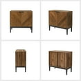 thumbnail image 6 of 2-door Storage Sideboards with Adjustable Shelf Metal Legs Oark Herribone Design Set of 2 Living Room Walnut, 6 of 9