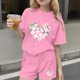 thumbnail image 2 of Vestido de manga corta para niños Día de San Patricio impreso de dos piezas Conjunto de cuello redondo con pantalones cortos, blusa de manga corta, 2 of 6