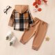 thumbnail image 2 of Gibobby Conjunto de ropa de bebé Conjunto de ropa de 2 piezas para niños y niñas de invierno de manga larga con estampado a cuadros(Marrón, 6-12 Meses), 2 of 5