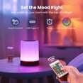 thumbnail image 4 of UWANTME Night Light, 5 Brightness 13 RGB Colors Table Lamps for Bedroom, 3 color Variation Modes Bedside Desk Lamp with USB Port, Portable Small Touch Night Light with Hook for Gatherings, Picnics, 4 of 9